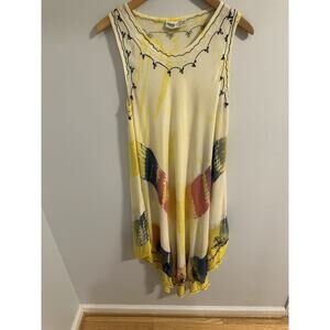 Indian Tropical Fashion Dress Tie Dye One Size Sundress Lime Bright Tropical